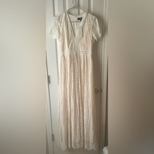 Aakaa Cream Lace Dress